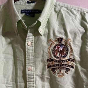 Ralph Lauren Light Green Embroidered Woman 14 Slim Fit Shirt